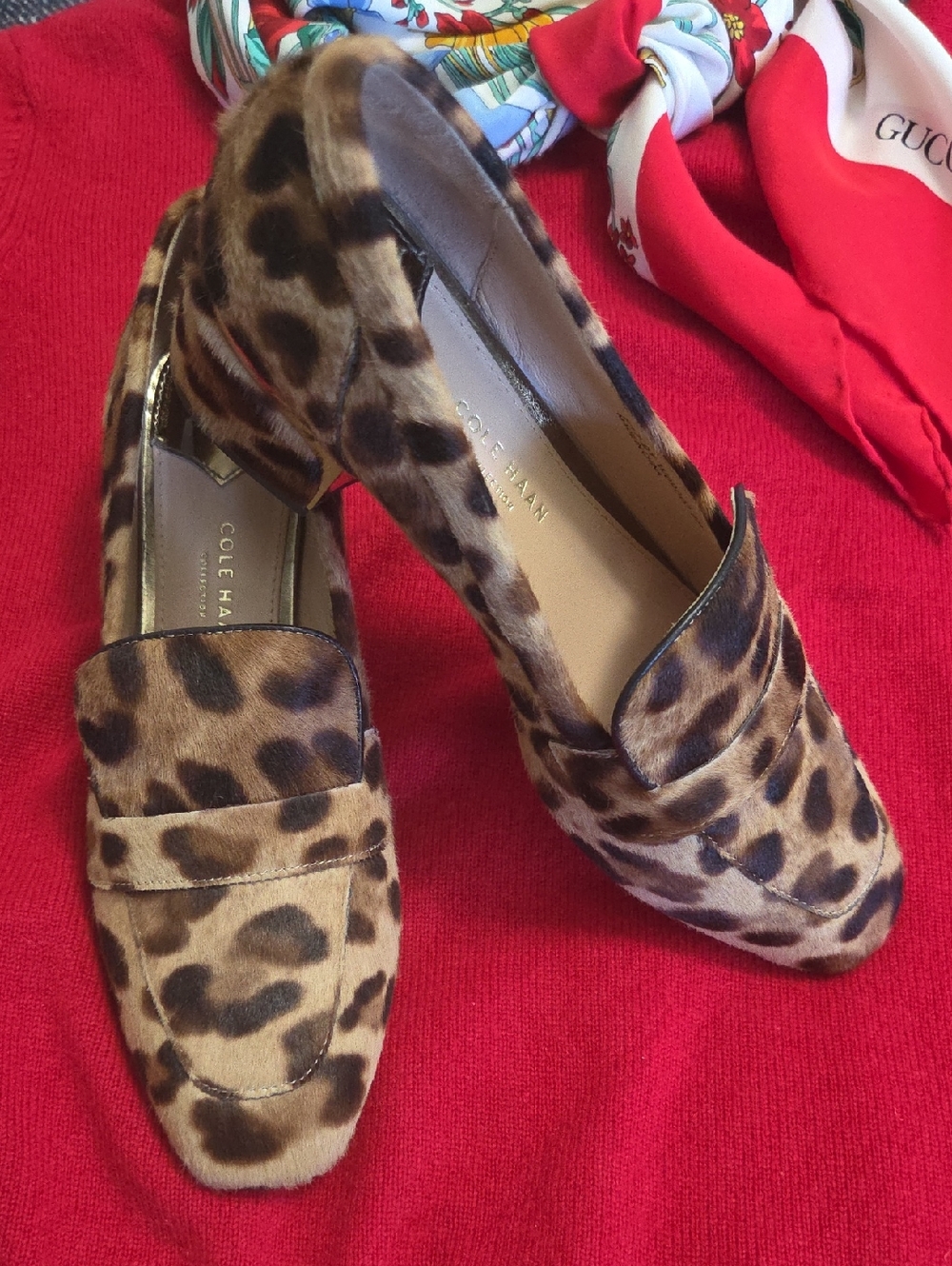 Cole Haan Leopard-Print Penny Loafers in Brown and Black